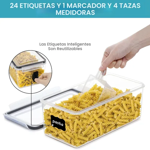 Miniatura 4 de Vtopmart Recipientes herméticos para almacenamiento de alimentos con tapas, juego de 8 unidades, 3.2 L, contenedor de plástico para organizador