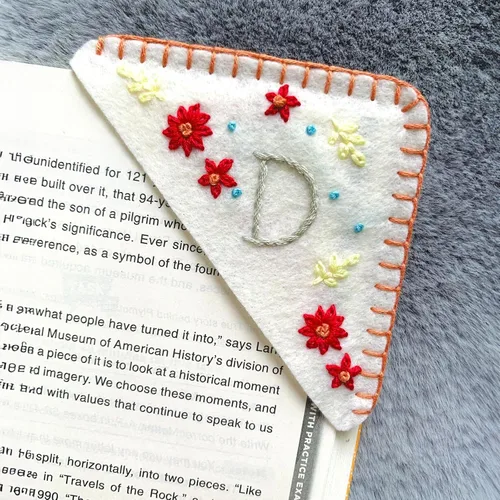 Miniatura 53 de Marcapáginas de esquina bordadas a mano personalizadas, Marcadores para mujeres, Marcador personalizado para los amantes de los libros, lindo Verde