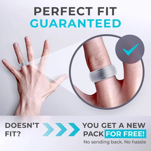 Miniatura 18 de ThunderFit Anillos de boda de silicona para hombre, 0.394 in de ancho y 0.098 in de grosor, paquete múltiple de variedad 1-7
