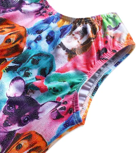 Miniatura 204 de HOZIY - Leotardos de gimnasia con pantalones cortos brillantes para niñas pequeñas; estampados de unicornio, aurora, arco iris, sirena, dinosaurio