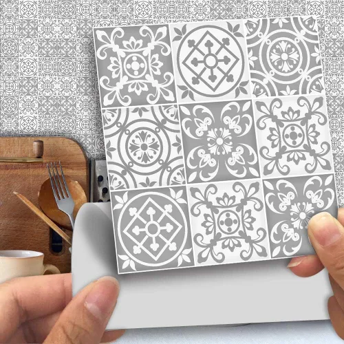 Miniatura 14 de Alwayspon 25 calcomanías autoadhesivas para azulejos de pared, a prueba de agua, para cocina, baño, 6 x 6 pulgadas Piedra beige