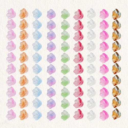Cuentas de flores, 140 cuentas de cristal sueltas de trompeta mixta, cuentas de vidrio sueltas de campana, cuentas espaciadoras con agujero para