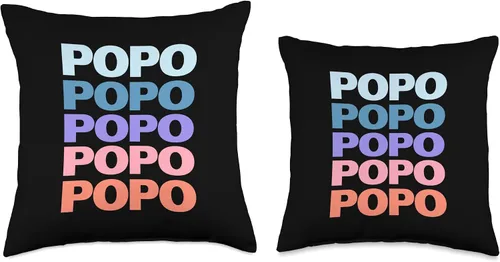 Miniatura 3 de Cool Grandfather Popo Father's Day Gift Ideas Divertida almohada moderna con diseño de texto repetido Popo Grandpa Granddad (16 x 16 pulgadas)