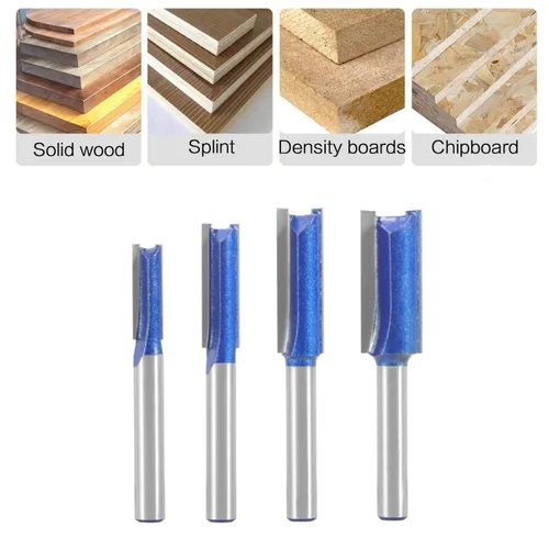 Profesional Brocas de Enrutador de Doble Flecha Rectas, Juego de Brocas de Enrutador de Corte a Ras de Vástago 1/4, Diámetro de Corte