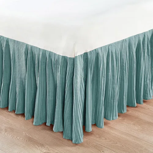 Miniatura 15 de Home Soft Things Falda de cama plisada de microfibra, diseño elegante envolvente de microfibra sólida con caída de 18 pulgadas, ropa de cama