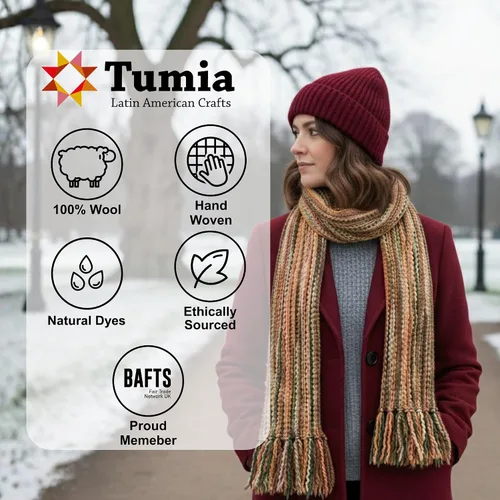 Miniatura 2 de Tumia LAC - Bufanda de lujo extra larga gruesa a rayas - Hecho a mano y muy cálido - Unisex