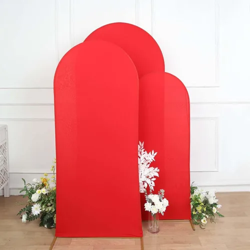 Miniatura 10 de Efavormart Juego de 3 Fundas de Arco de Boda de Spandex Lavanda Mate Ajustadas para Soportes de Telón de Fondo Chiara de Parte Superior Redonda