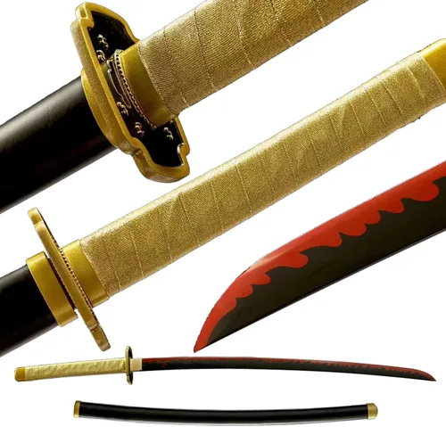 Miniatura 12 de Demon Slayer - Espada Tanjiro Katana de acero 1065, espiga completa, hecha a mano, Katana japonesa real, 41 pulgadas