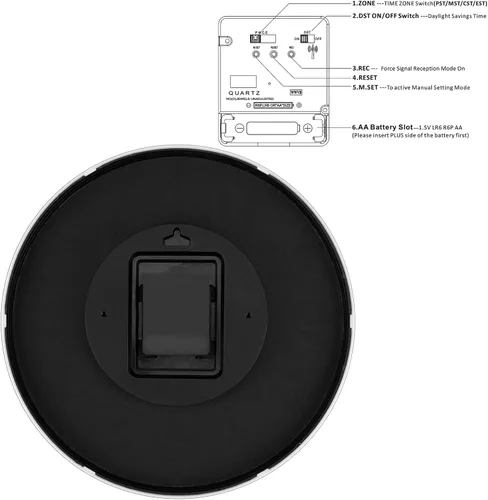 Miniatura 9 de Foxtop Reloj de pared atómico que funciona con pilas, redondo, analógico, moderno, juego automático para oficina, aula, dormitorio, cocina, sala