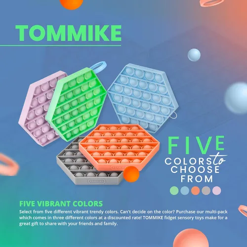 Miniatura 4 de TOMMIKE Juguete hexagonal de burbujas sensoriales para aliviar la ansiedad y el estrés, necesidades especiales, autismo, aprendizaje, oficina