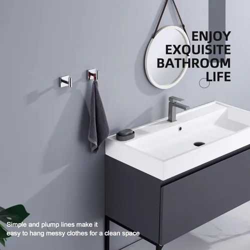 Miniatura 9 de KOKOSIRI Ganchos para Bata Toalla y Abrigo de Baño para Baño Cocina Pared Paquete de 2 Cromo Acero Inoxidable B1013CH-P2 Cromo pulido