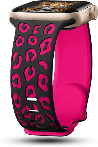 CreateGreat Correas de leopardo grabadas compatibles con Apple Watch Band de 1.575 in 1.614 in 1.496 in 1.654 in 1.732 in 1.772 in 1.811 in 1.929 in