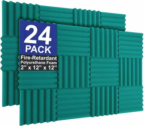Miniatura 16 de Foam Factory Inc Paquete de 24 Paneles de Espuma Acústica de Color para Estudio Insonorización Azulejos de Pared en Forma de Cuña 12" X 12" X 2