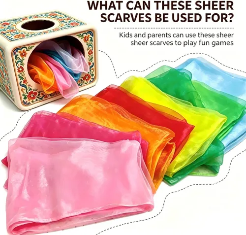 Miniatura 2 de Colovis 24 Inches Square Dance Scarves, 12 Colors Juggling Scarf Props Magic Trick Silk Play Scarves Music Movement Scarf