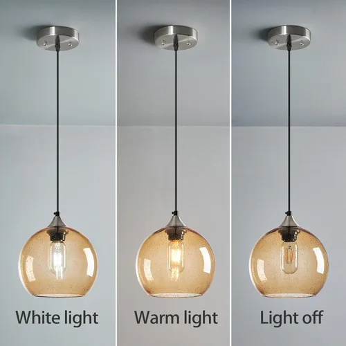 Miniatura 6 de Luces colgantes de vidrio marrón claro, iluminación de isla de cocina, lámparas colgantes de globo, iluminación colgante moderna para dormitorio