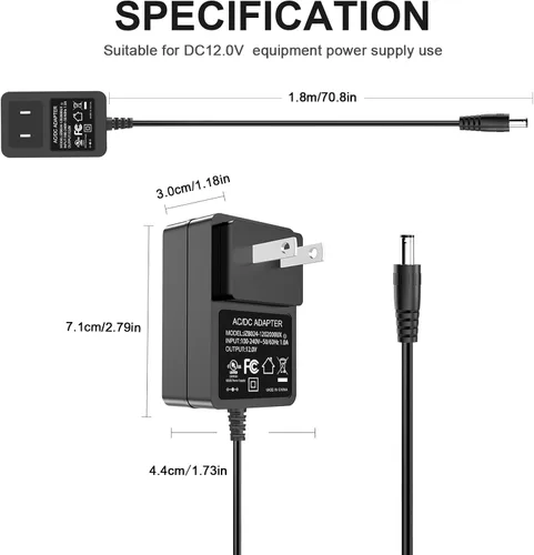 Miniatura 8 de Fuente de alimentación de 12 V CC Adaptador de corriente de 12 V 2A 0.217 * 0.098 in UL listado con 5 puntas for Yamaha Keyboard Power Supply