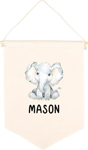 Miniatura 38 de Andaz Press Cartel de lienzo colgante – Tapiz de alfabeto y animales para colgar en la pared para bebé niña y niño, decoración de pared de guardería