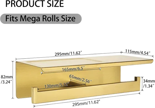Miniatura 2 de Alise Soporte de Papel Higiénico, Soporte de Paños de Baño con Estante, Dispensador de Almacenamiento de Rollo de Papel Higiénico Doble de Acero