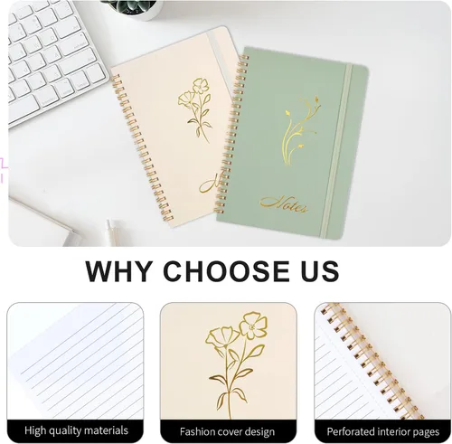 Miniatura 7 de Joyberg Cuaderno estético en espiral, 2 cuadernos bonitos, cuadernos de 8.3 x 6 pulgadas para mujeres, cuaderno en espiral A5 para oficina, escuela