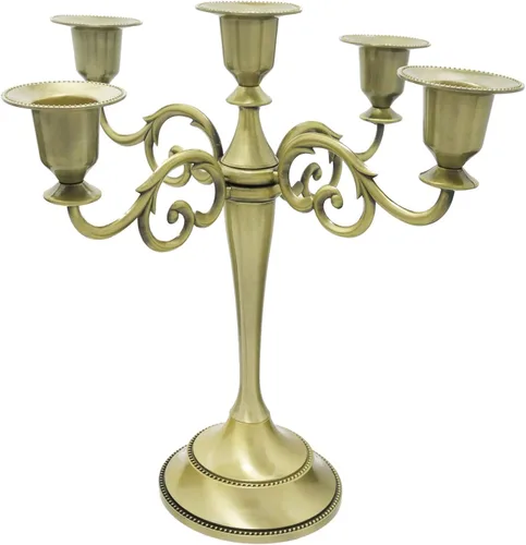 Miniatura 8 de Candelabro de 3 brazos de metal – Portavelas para candelabros para eventos formales, bodas, iglesia, decoración festiva, Halloween – Soporte Cobre