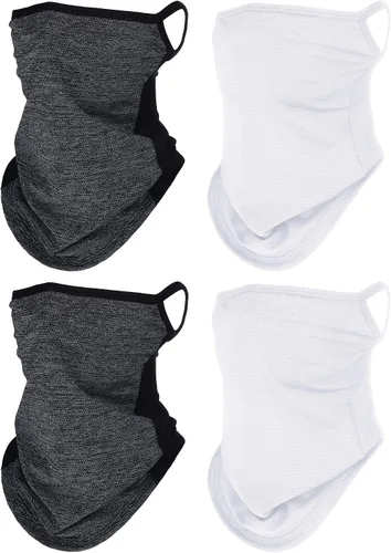 Miniatura 10 de SATINIOR 4 piezas polaina para el cuello con bucles para las orejas, bandana de tela para la cara, máscara para hombres barbudos antideslizantes