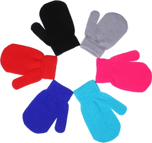 Miniatura 6 de Sumind 12 pares de guantes de punto para niños guantes elásticos cálidos de invierno guantes de guante para bebés para niños y niñas