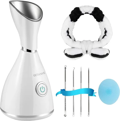 GETANYE Vaporizador Facial Nano Iónico – Penetración 10X para Facial, Desobstruye los Poros, Humidificador Hidratante de Spa con Kit de Eliminación