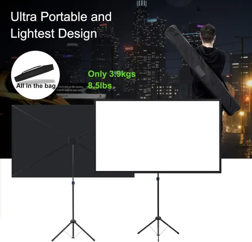 Miniatura 4 de Pantalla de proyector con soporte, pantalla de proyector portátil y soporte, 60 pulgadas 16:9, pantalla de proyección al aire libre, marco