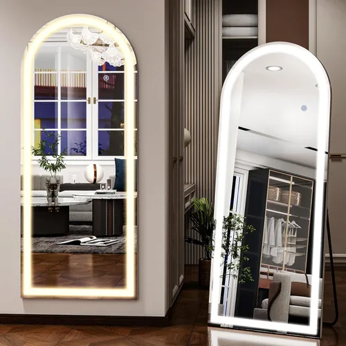 Miniatura 6 de Easly Espejo de longitud completa de 26x68 pulgadas con luces, espejo de pie LED iluminado, colgante de longitud completa con soporte, espejo