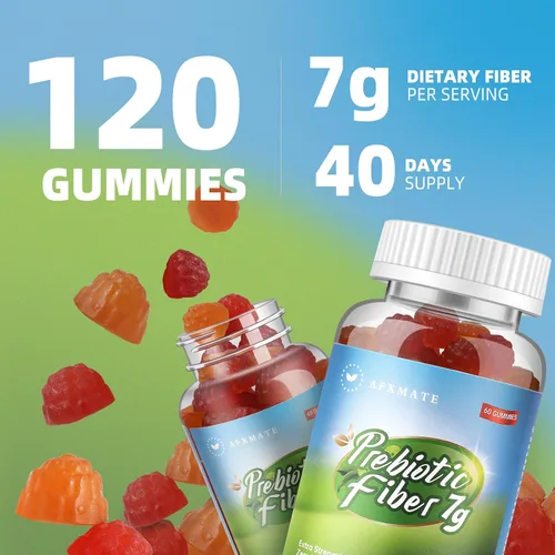 Miniatura 6 de AFXMATE Gomitas de suplemento de fibra para adultos, 0.25 oz de fibra sin azúcar, veganas y sin gluten, salud digestiva, apoyo a la regularidad, 120