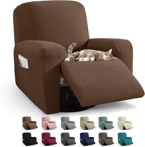 Miniatura 42 de JIVINER Fundas reclinables de gran tamaño de 3 piezas para sillón reclinable grande con bolsillos, tela jacquard elástica Lazy Boy funda para sofá