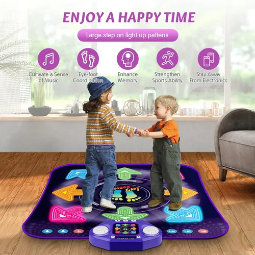 Miniatura 6 de Juguetes de alfombrilla de baile para niñas y niños de 3 a 12 años, alfombrillas de baile con 8 botones iluminados y Bluetooth inalámbrico, juguete