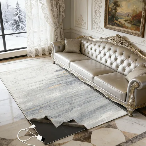 Miniatura 11 de Alfombra térmica lavable con calefacción eléctrica, superficie de felpa desmontable con calentamiento rápido para oficina, sala de estar, comedor