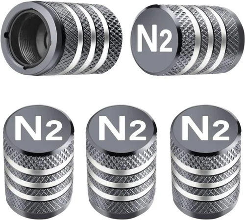 Miniatura 33 de Cubierta de tapón de válvula para neumático Paquete de 5 tapas de aire de metal, nitrógeno N2, forro de plástico, resiste la corrosión, contra