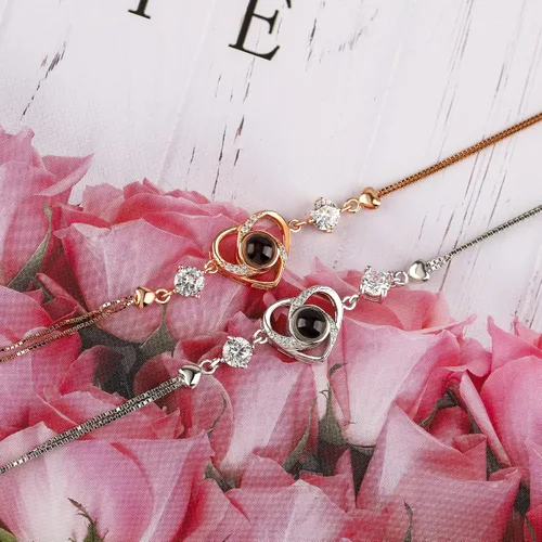 Miniatura 36 de Godchoices Pulsera de fotos personalizada, pulsera de proyección de fotos con imagen en el interior, collar con texto en inglés "I Love You