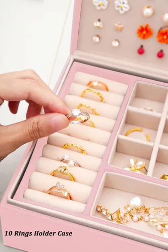 Miniatura 61 de Joyero de pendientes para mujeres y niñas, organizador de aretes de 5 capas, caja organizadora de joyas blanca con candado, collares y aretes