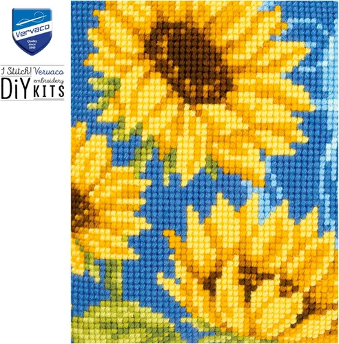 Miniatura 6 de Vervaco Kit de Cojín Punto de Cruz Girasoles Sobre Azul 16" x 16