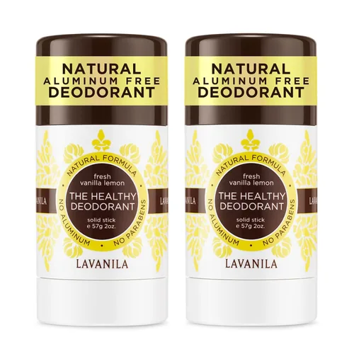 Lavanila Desodorante de Vainilla y Limón para Mujeres Paquete de 2 (2 Oz Cada Uno) - Desodorante en Barra Sólido Natural Sin Aluminio, Hecho en
