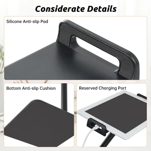 Miniatura 6 de UTEBIT Soporte para iPad para escritorio, giratorio de 360°, soporte de teléfono ajustable de 9.5 a 16.5 pulgadas de altura para escritorio, Negro