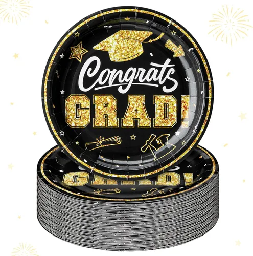 Miniatura 19 de Sabary 100 platos de papel de graduación 2026 de 9 pulgadas, suministros para fiesta de graduación de clase de 2026, decoraciones de felicitaciones