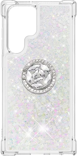 Miniatura 2 de CCSmall Funda para Samsung Galaxy S22 Ultra para mujeres y niñas, transparente con purpurina que fluye líquida, cubierta brillante de arena movediza