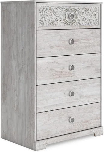 Miniatura 11 de Signature Design by Ashley - Cómoda modelo Shawburn de 6 cajones, moderna con estilo rústico, color blanco a dos tonos y gris oscuro