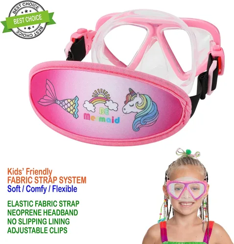 Miniatura 5 de Gafas de natación para niños, cubierta de nariz, gafas para niños sin tirones de pelo,Máscara de natación para niños antiniebla 1pk - Sirena rosa