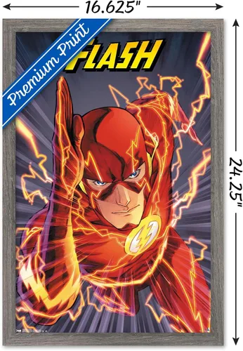 Miniatura 3 de Trends International DC Comics The Flash - Póster de pared de velocidad, 22.4 pulgadas de largo x 14.7 pulgadas, versión enmarcada de madera
