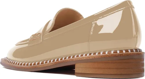 Miniatura 7 de FOGEENA Mocasines de tacón bajo para mujer, estilo casual, puntera redonda, de charol grueso, de 1 pulgada