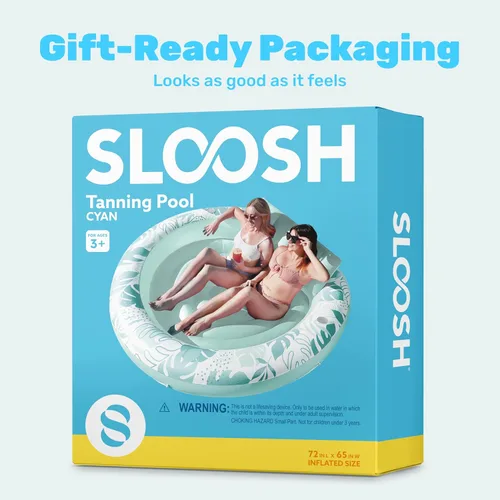 Miniatura 9 de SLOOSH Flotador inflable para piscina de bronceado, flotadores de piscina de 72 x 56 pulgadas para adultos con almohada, flotador redondo 4 en 1