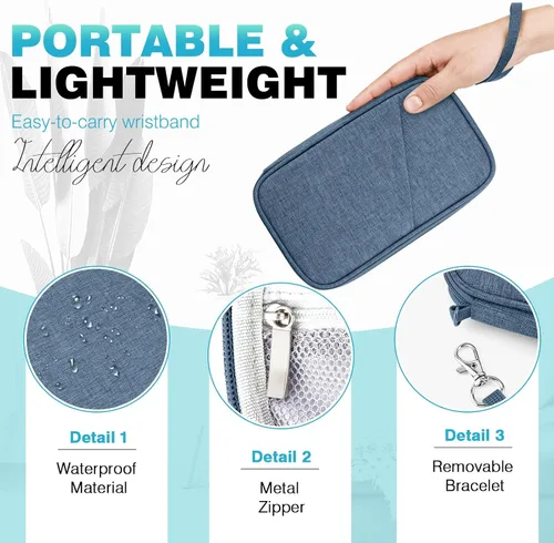 Miniatura 6 de Cartera de pasaporte para la familia con RFID, organizador de documentos de viaje, impermeable para mujeres, billetera de pasaporte portátil