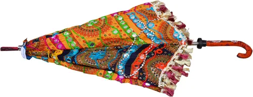 Miniatura 2 de Marusthali Paraguas antiguos de Rajasthani bordado diseñador paraguas de algodón