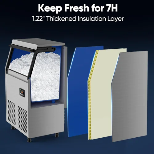 Miniatura 4 de Coolski - Máquina de hielo comercial, 200 libras/24 horas, para debajo del mostrador, con almacenamiento de hielo de 35 libras, máquina de hielo