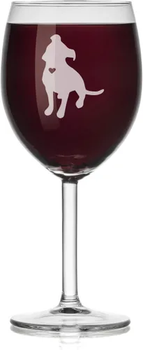 Miniatura 2 de Copa de vino lindo Pitbull con corazón (tallo grande, 20 onzas)